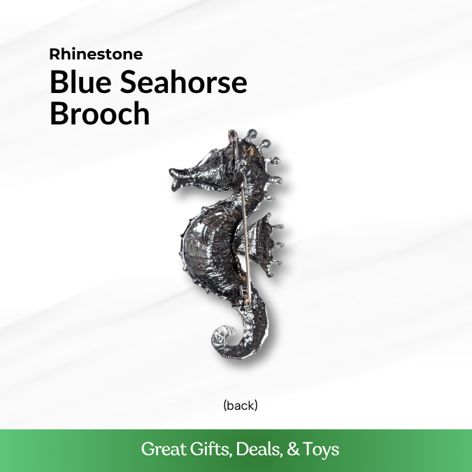 Blue Seahorse Brooch