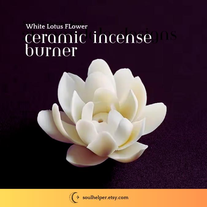 Ceramic Lotus Flower Incense Burner – For Meditation, Purification, and Spiritual Calm