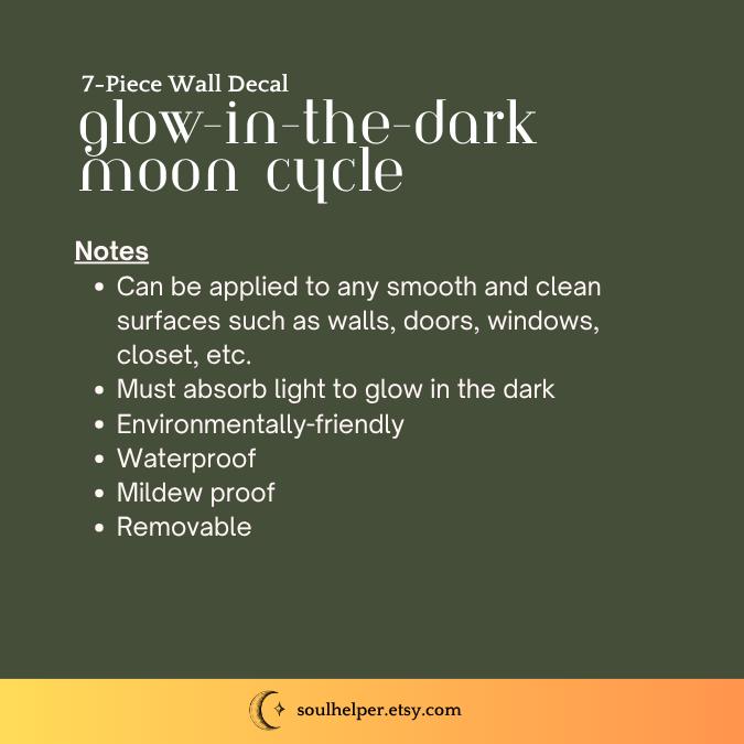 Glow-in-the-Dark Moon Phase Decals – 7-Piece Lunar Wall Art
