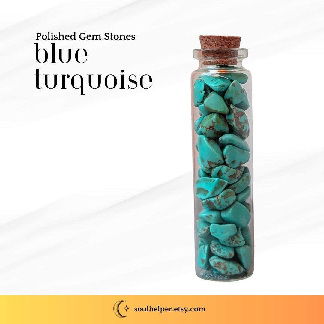 Blue Turquoise Crystal Bottle – Gemstone Mini Jar for Meditation