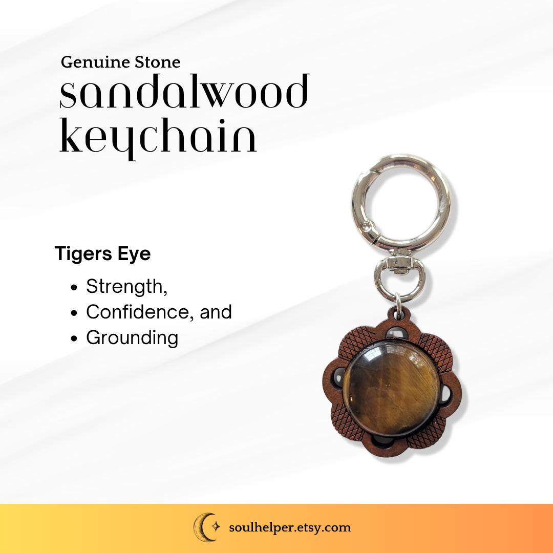 Sandalwood Gemstone Keychain – Natural Energy Charm