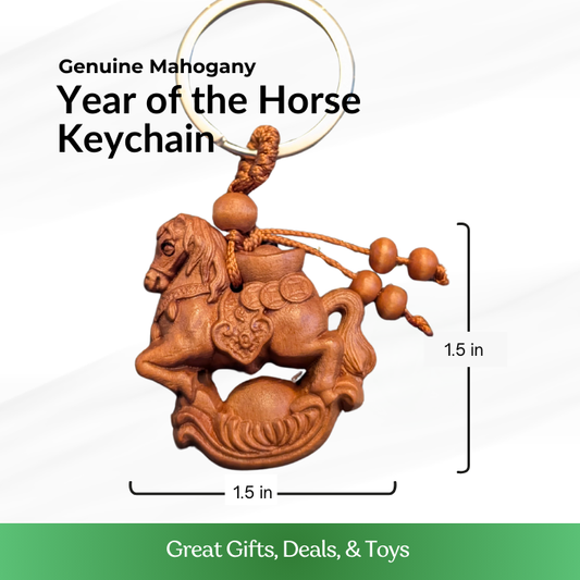 Genuine Hand-Carved Mahogany "Year of the Horse" Keychain