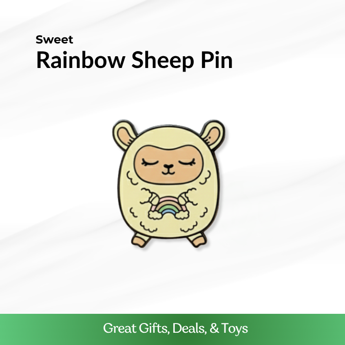Sheep with Rainbow Enamel Pin