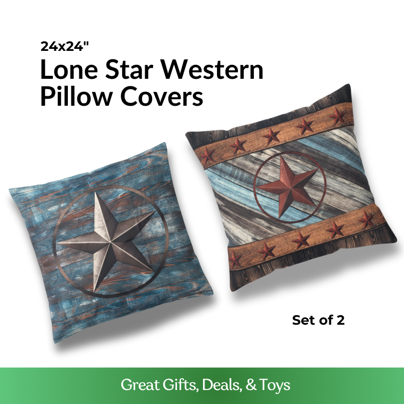 Lone Star Pride: Rustic Western Accent Pillow Covers (Set of 2)