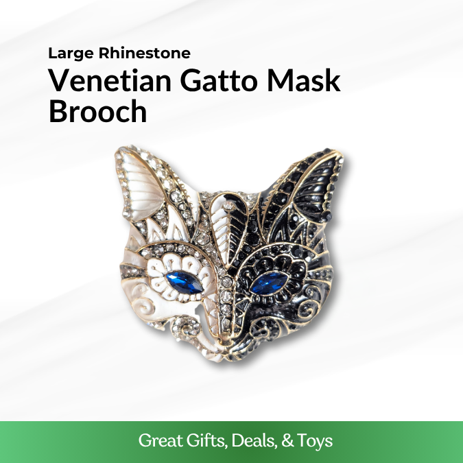 Venetian Gatto Mask Brooch - Large