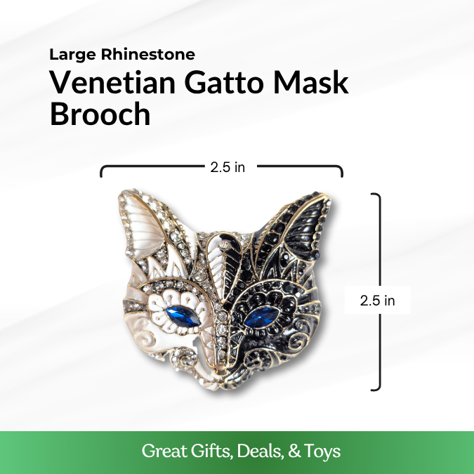 Venetian Gatto Mask Brooch - Large