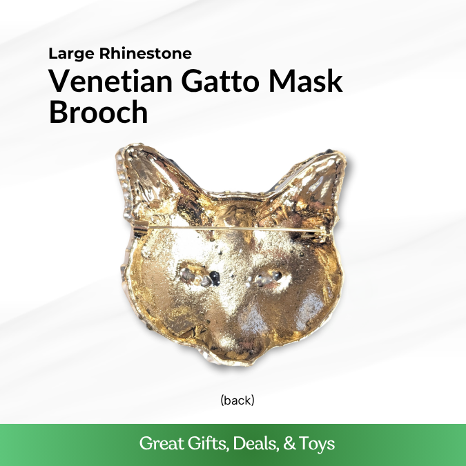 Venetian Gatto Mask Brooch - Large