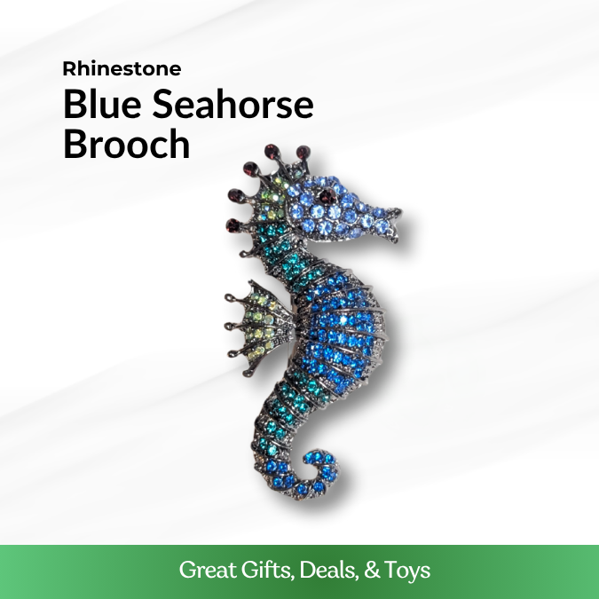 Blue Seahorse Brooch