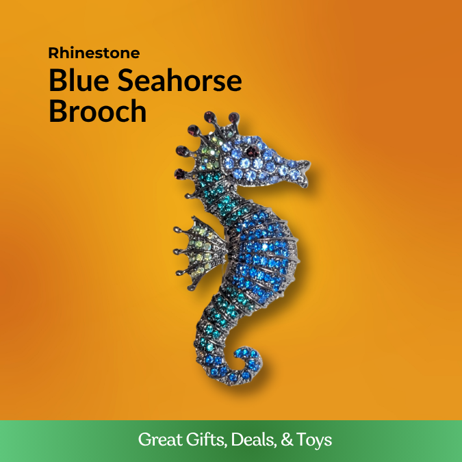 Blue Seahorse Brooch