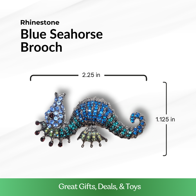 Blue Seahorse Brooch