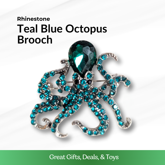Teal Octopus Brooch