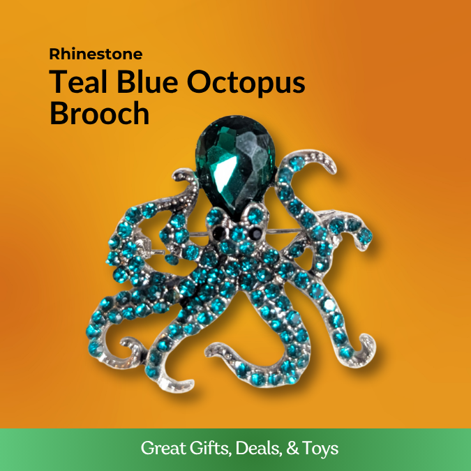 Teal Octopus Brooch