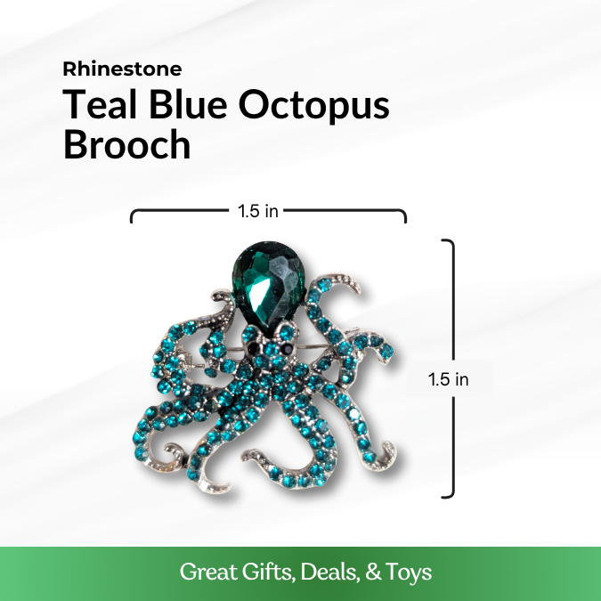 Teal Octopus Brooch