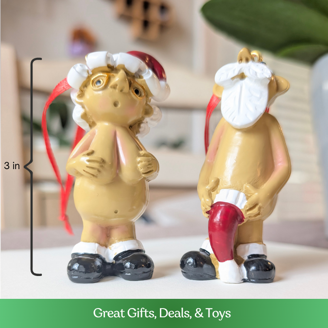 Naughty Santa and Mrs. Claus Ornaments (3")