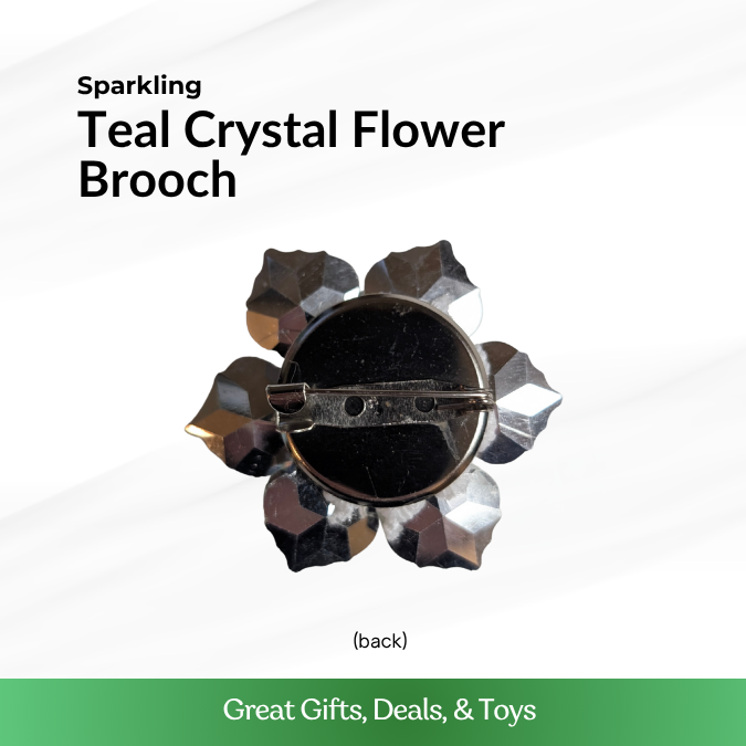 Teal Crystal Flower Brooch