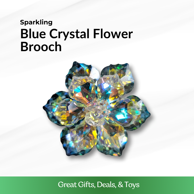 Blue Crystal Flower Brooch