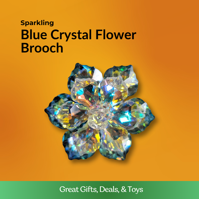 Blue Crystal Flower Brooch