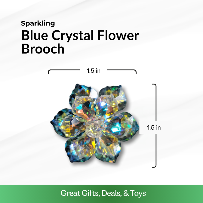 Blue Crystal Flower Brooch