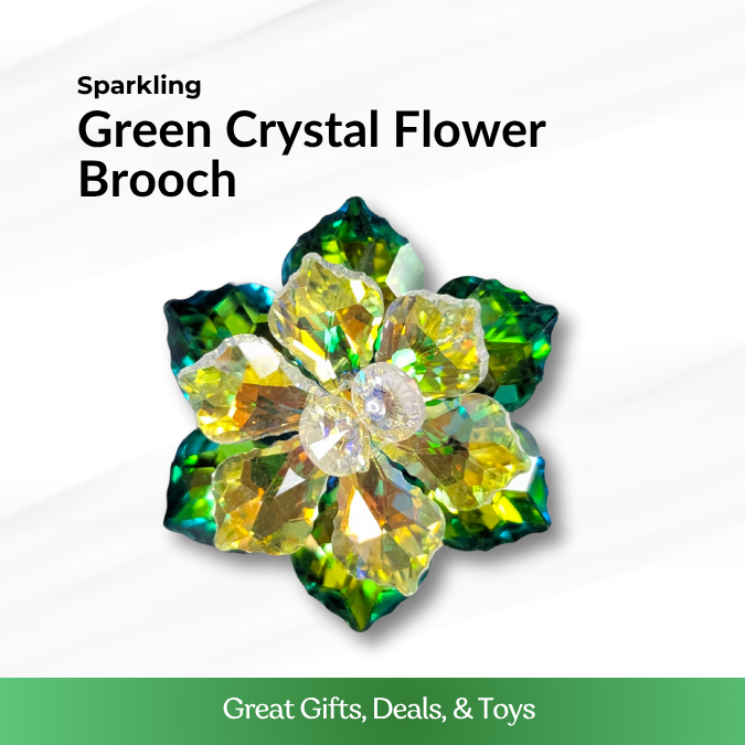 Green Crystal Flower Brooch