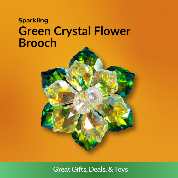 Green Crystal Flower Brooch