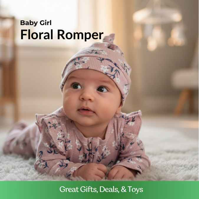 Jessica Simpson Dusty Rose Floral Romper & Beanie Set