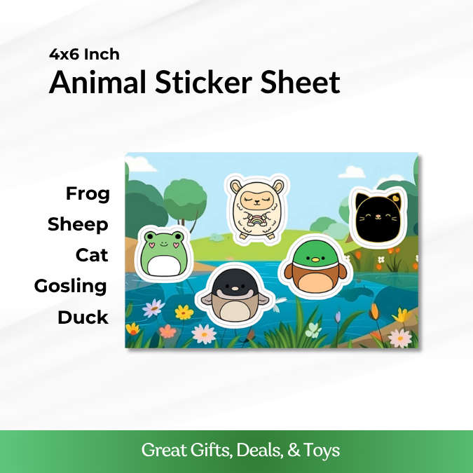 Animal Friends Vinyl Sticker Sheet – 4x6 Inch