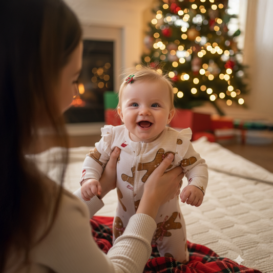 Jessica Simpson Christmas Gingerbread Romper & Beanie Set