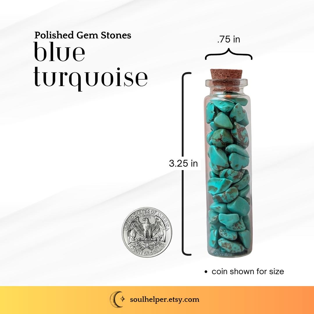 Blue Turquoise Crystal Bottle – Gemstone Mini Jar for Meditation