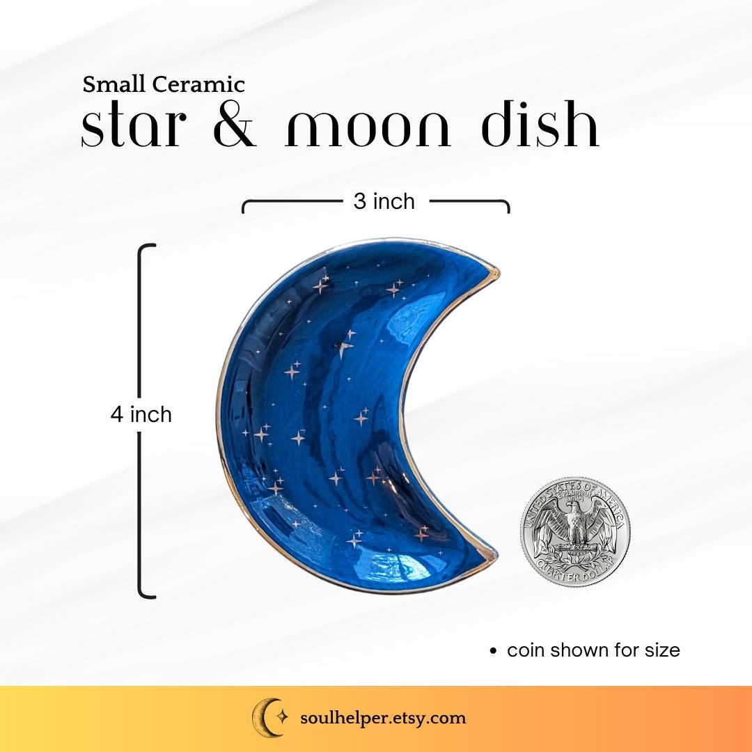Ceramic Crescent Moon Dish – Starry Jewelry & Crystal Holder