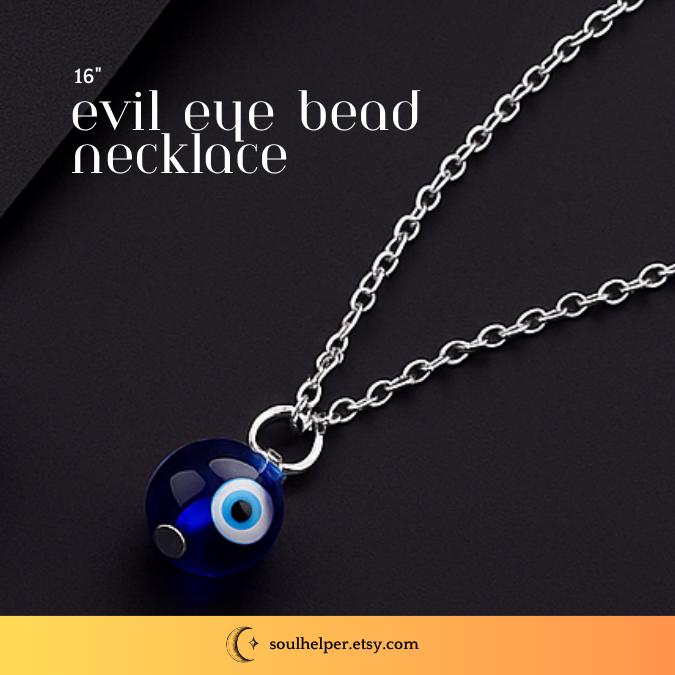 Silver-Plated Evil Eye Necklace – Blue Glass Protection Pendant