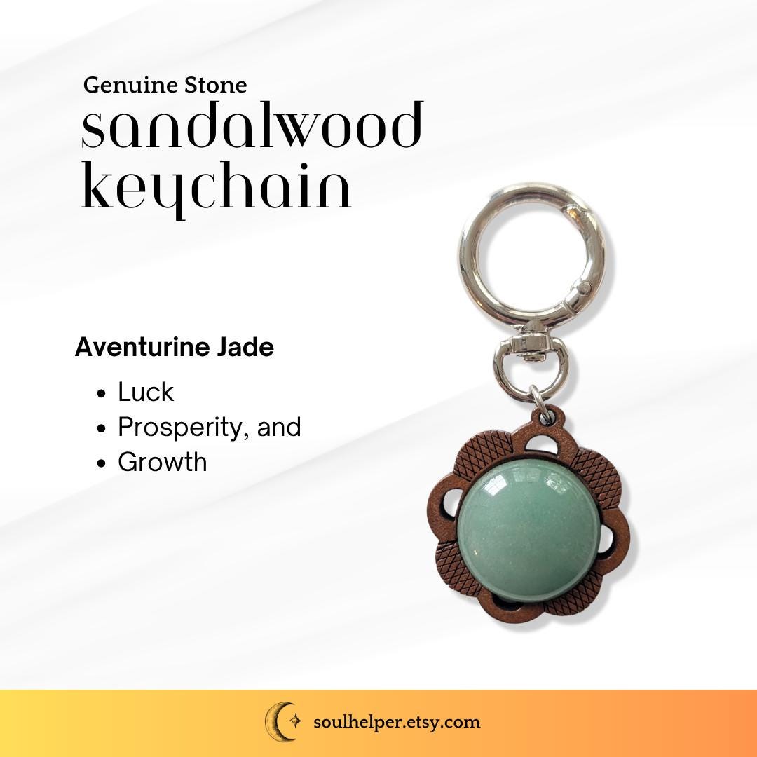 Sandalwood Gemstone Keychain – Natural Energy Charm
