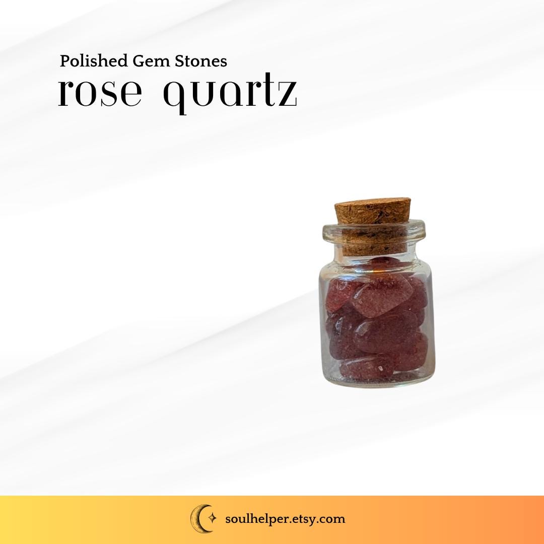 Mini Rose Quartz Crystal Jar – Polished Gemstone Vial, Heart Chakra