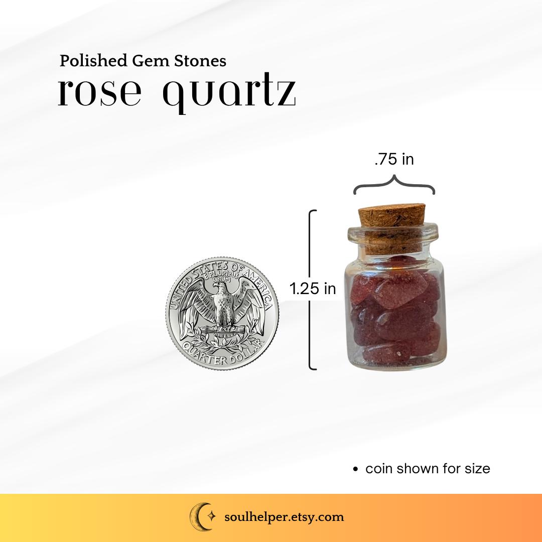 Mini Rose Quartz Crystal Jar – Polished Gemstone Vial, Heart Chakra