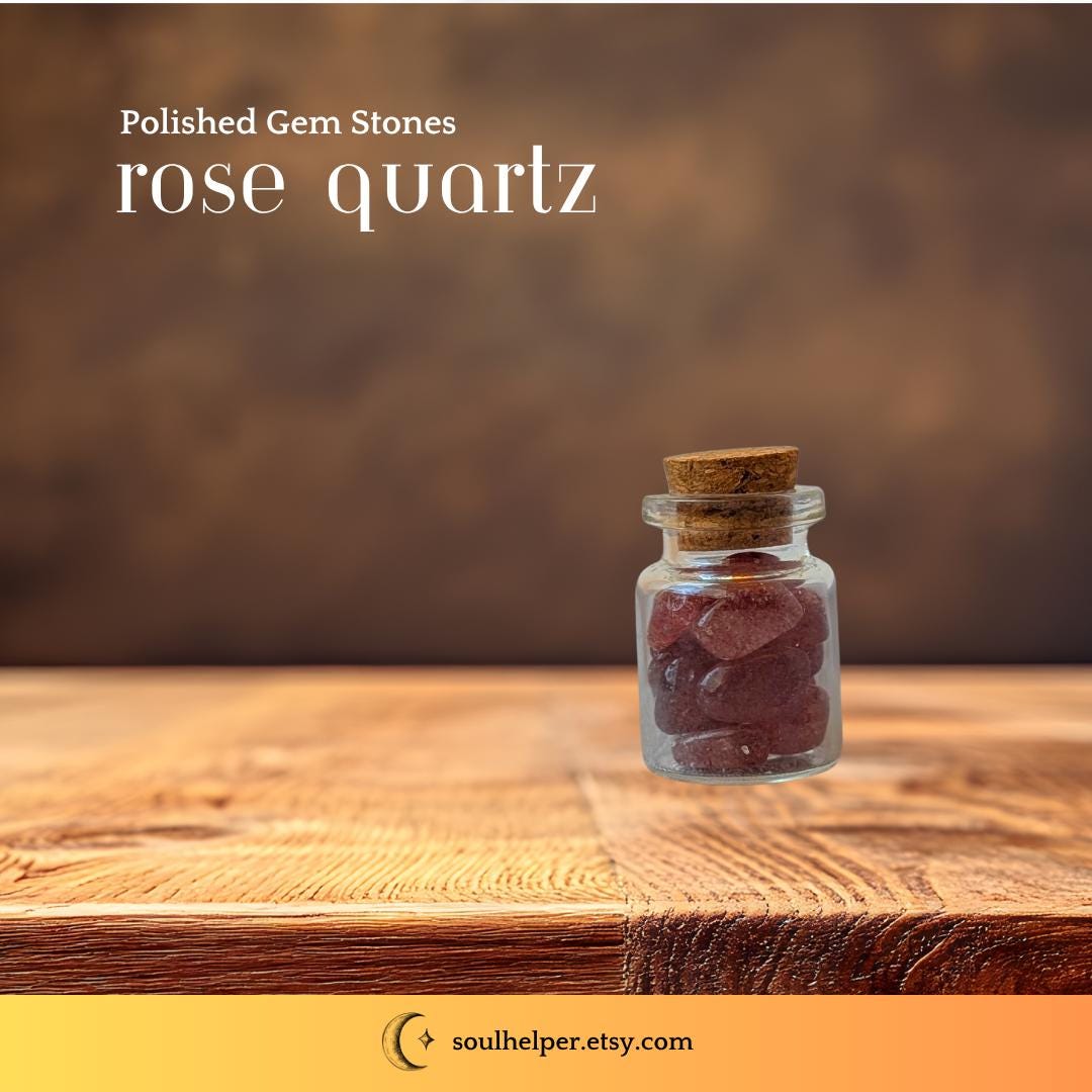 Mini Rose Quartz Crystal Jar – Polished Gemstone Vial, Heart Chakra