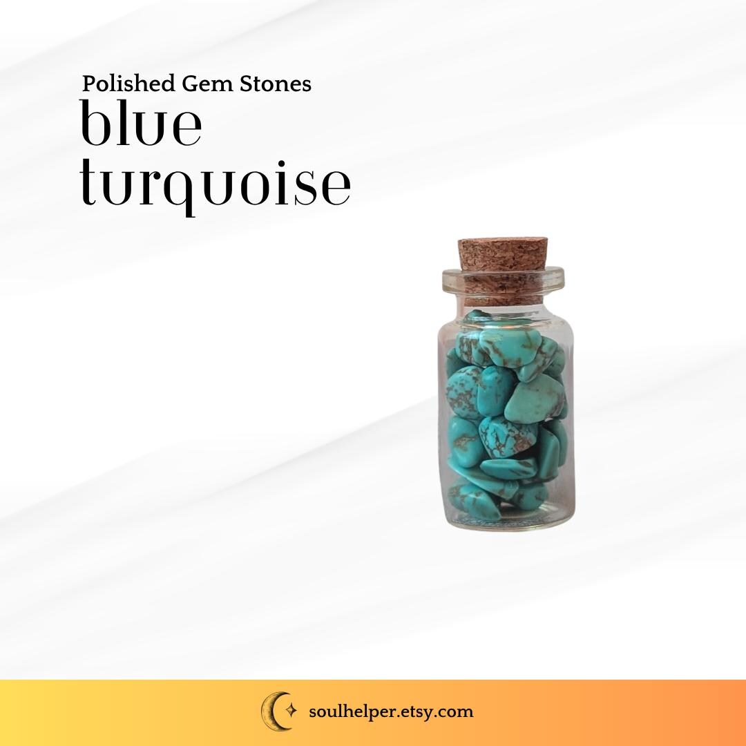 Small Turquoise Crystal Bottle – Small Polished Gemstone Jar for Protection, Peace, and Spiritual Balance