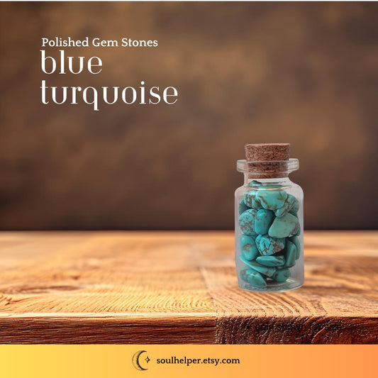 Small Turquoise Crystal Bottle – Small Polished Gemstone Jar for Protection, Peace, and Spiritual Balance