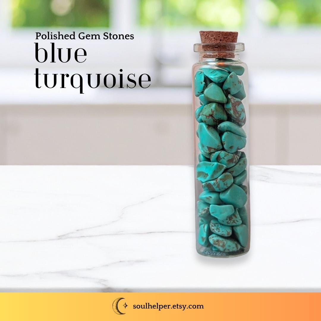 Blue Turquoise Crystal Bottle – Gemstone Mini Jar for Meditation