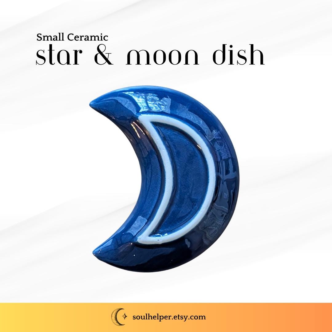 Ceramic Crescent Moon Dish – Starry Jewelry & Crystal Holder