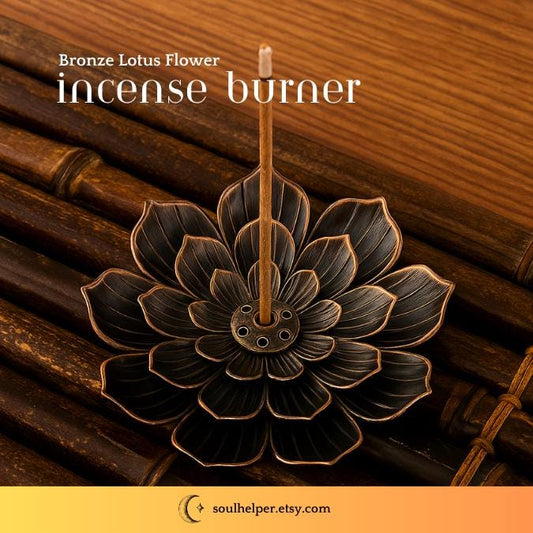 Bronze Lotus Flower Incense Holder