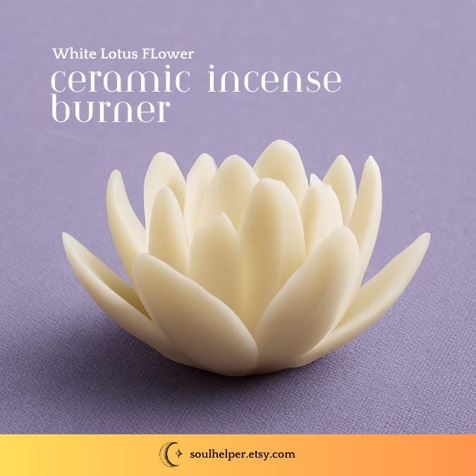 Ceramic Lotus Flower Incense Burner – For Meditation, Purification, and Spiritual Calm