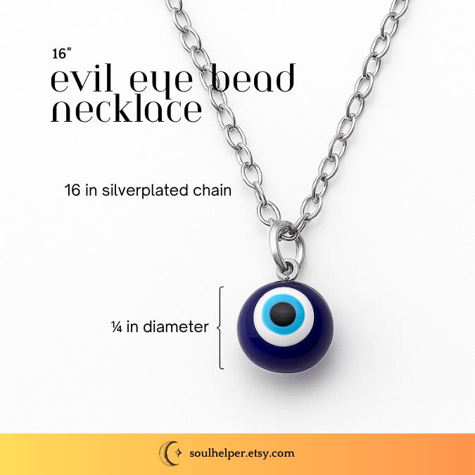 Silver-Plated Evil Eye Necklace – Blue Glass Protection Pendant