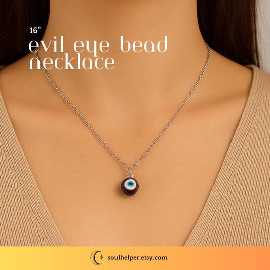 Silver-Plated Evil Eye Necklace – Blue Glass Protection Pendant