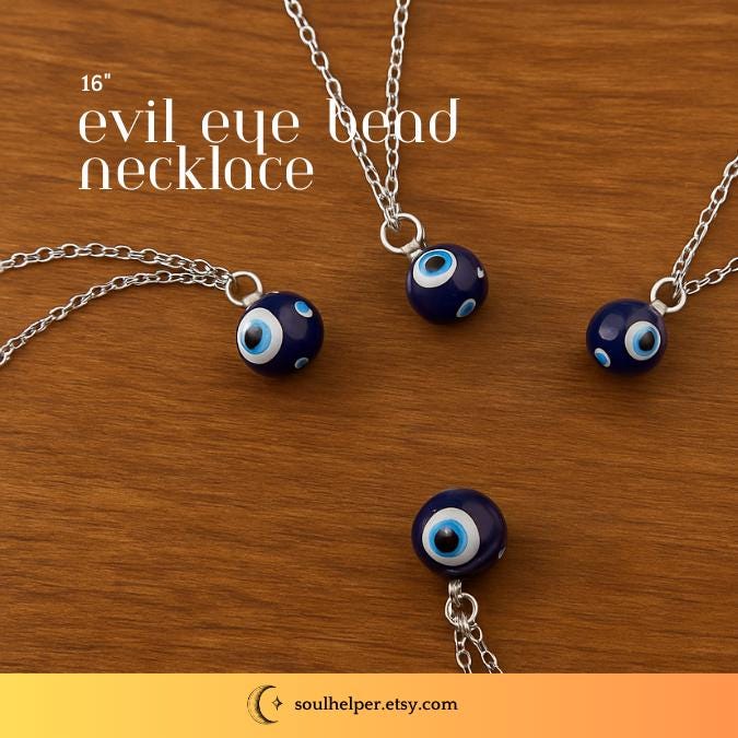 Silver-Plated Evil Eye Necklace – Blue Glass Protection Pendant