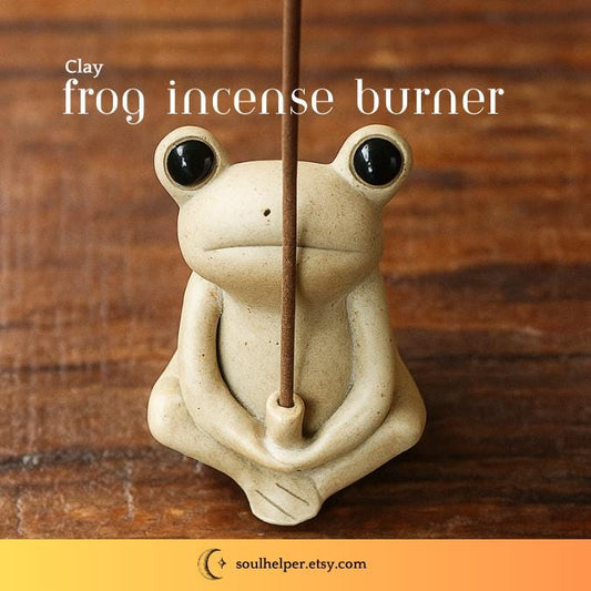 Clay Frog Incense Holder – Handcrafted Whimsical Spiritual Decor