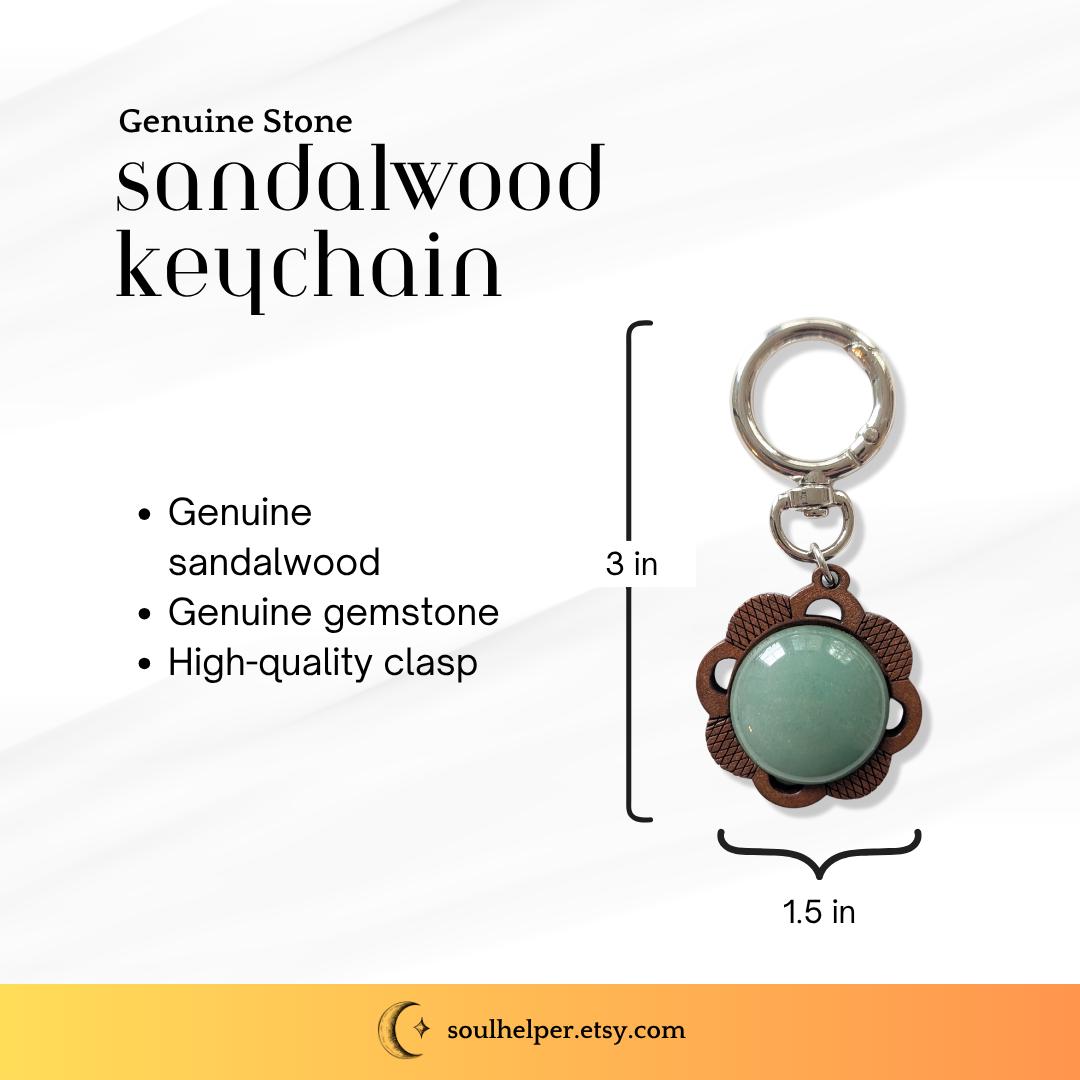 Sandalwood Gemstone Keychain – Natural Energy Charm
