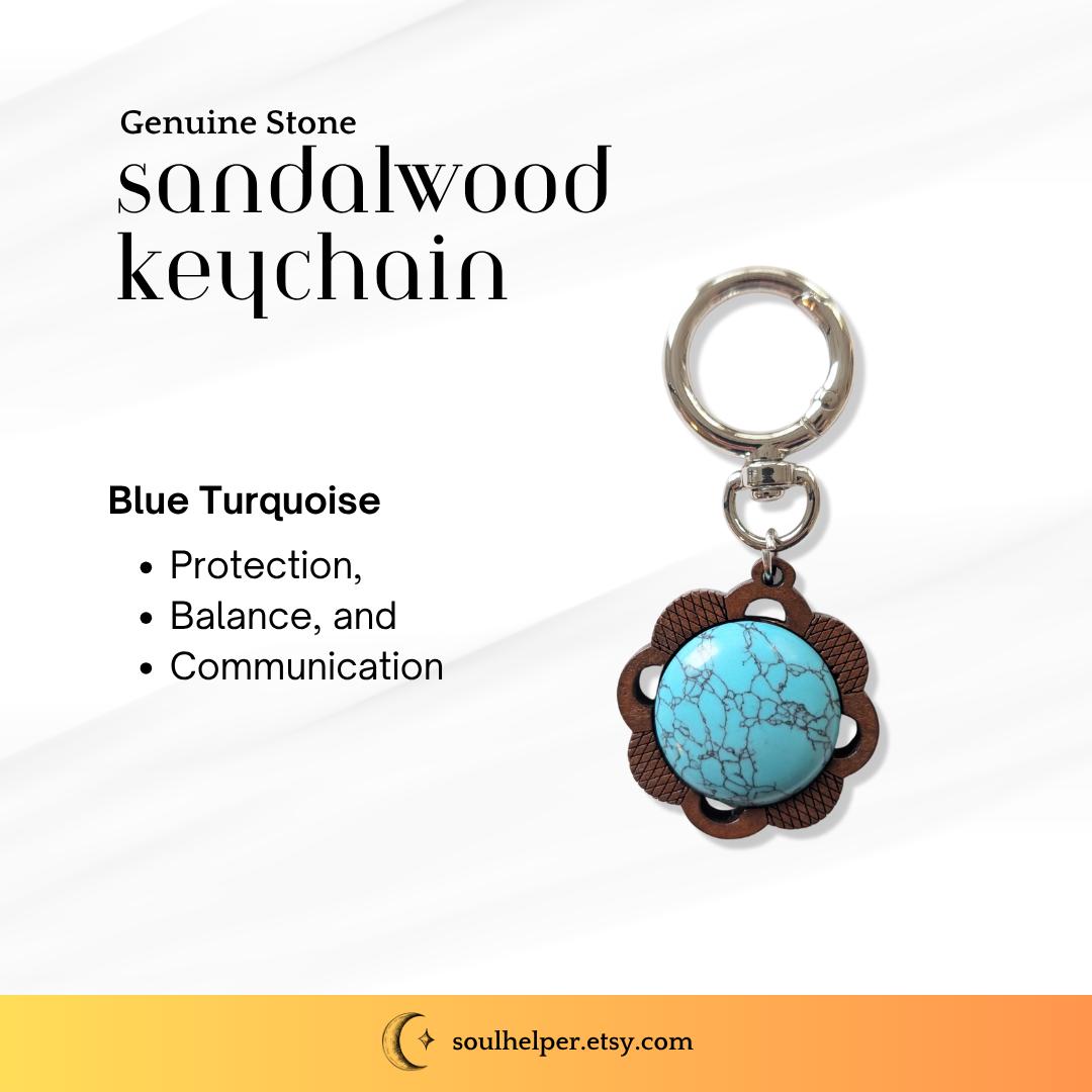 Sandalwood Gemstone Keychain – Natural Energy Charm