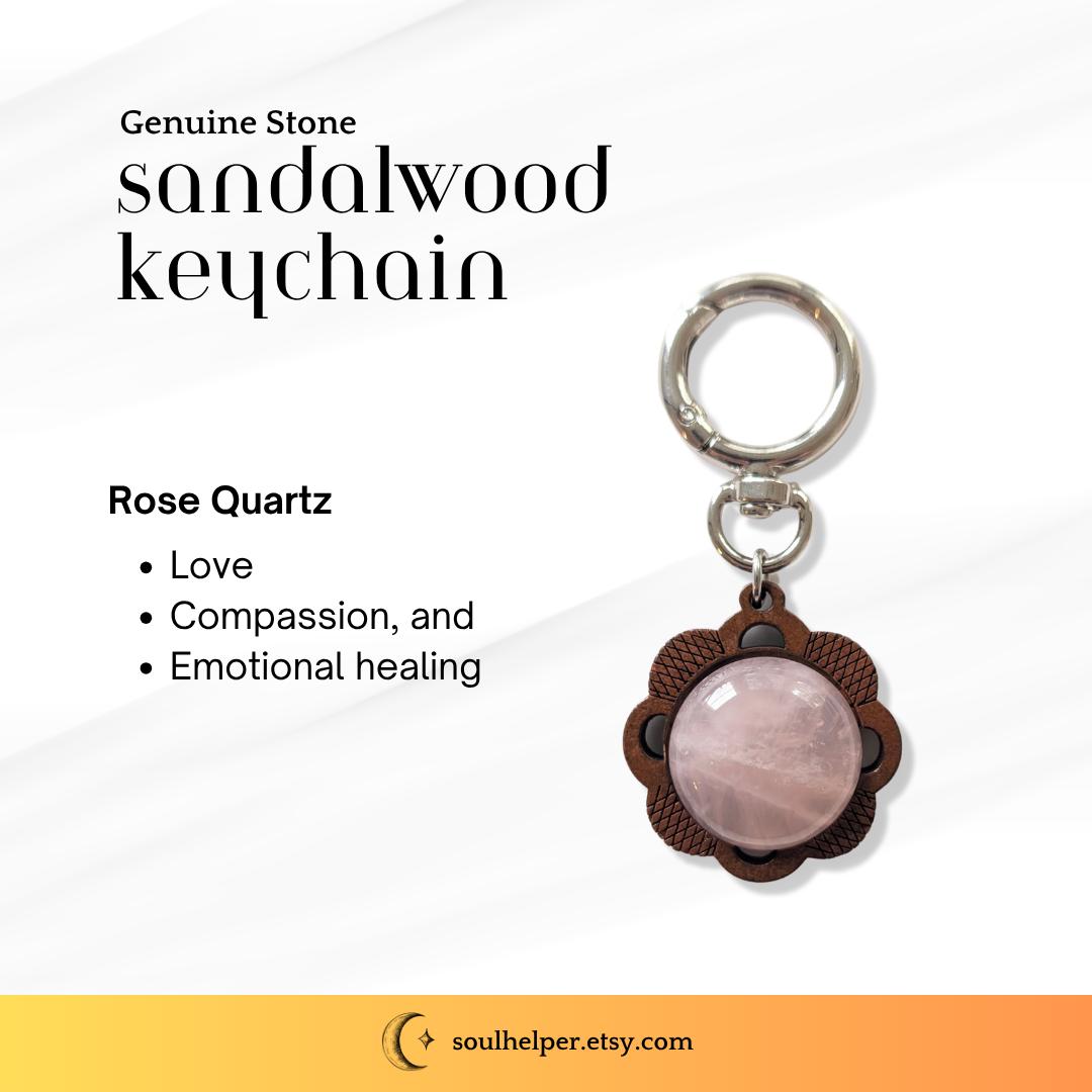 Sandalwood Gemstone Keychain – Natural Energy Charm