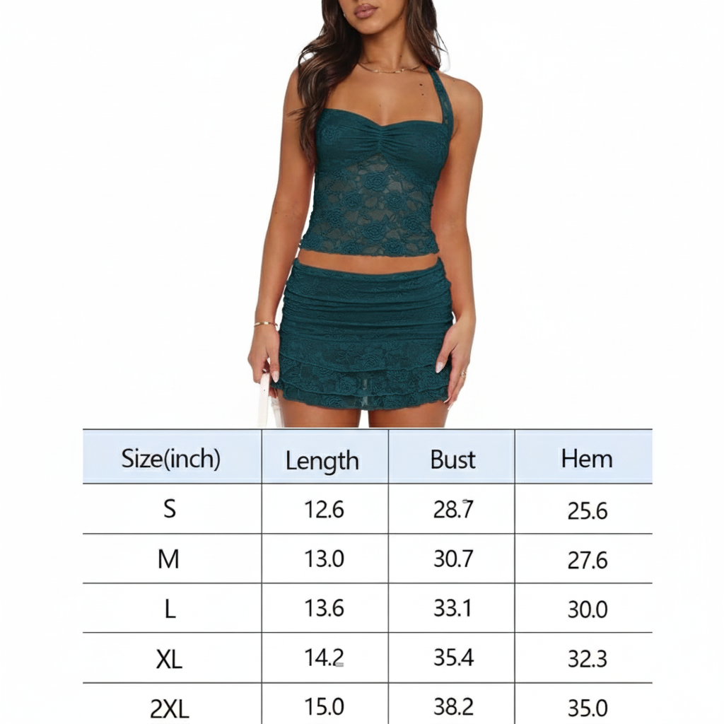 Y2K Lace Halter Crop Top (Blue)